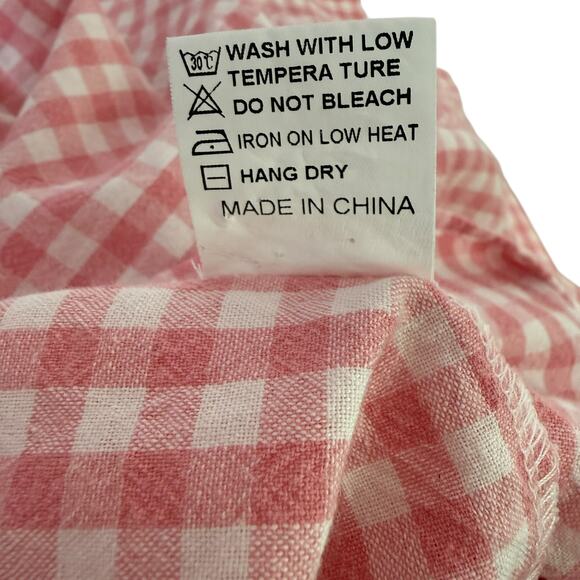 Pink Gingham Cottagecore Pajama Set Cotton Button Top Pants Large - Picture 5 of 9